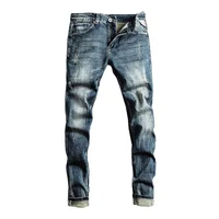 Italian Style Fashion Men Jeans Retro Blue Elastic Slim Fit Ripped Jeans Men Trousers Vintage Designer Casual Denim Pants Hombre 2
