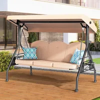 3 Seat Outdoor Porch Patio Swing 800lbs 2-in-1 Patio Swing Glider Chair with Adjustable Canopy & Removable Cushion Outdoor Adult 1