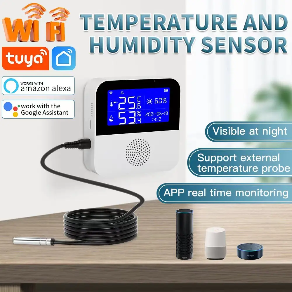 WiFi smart home assistant Tuya smart temperature and humidity