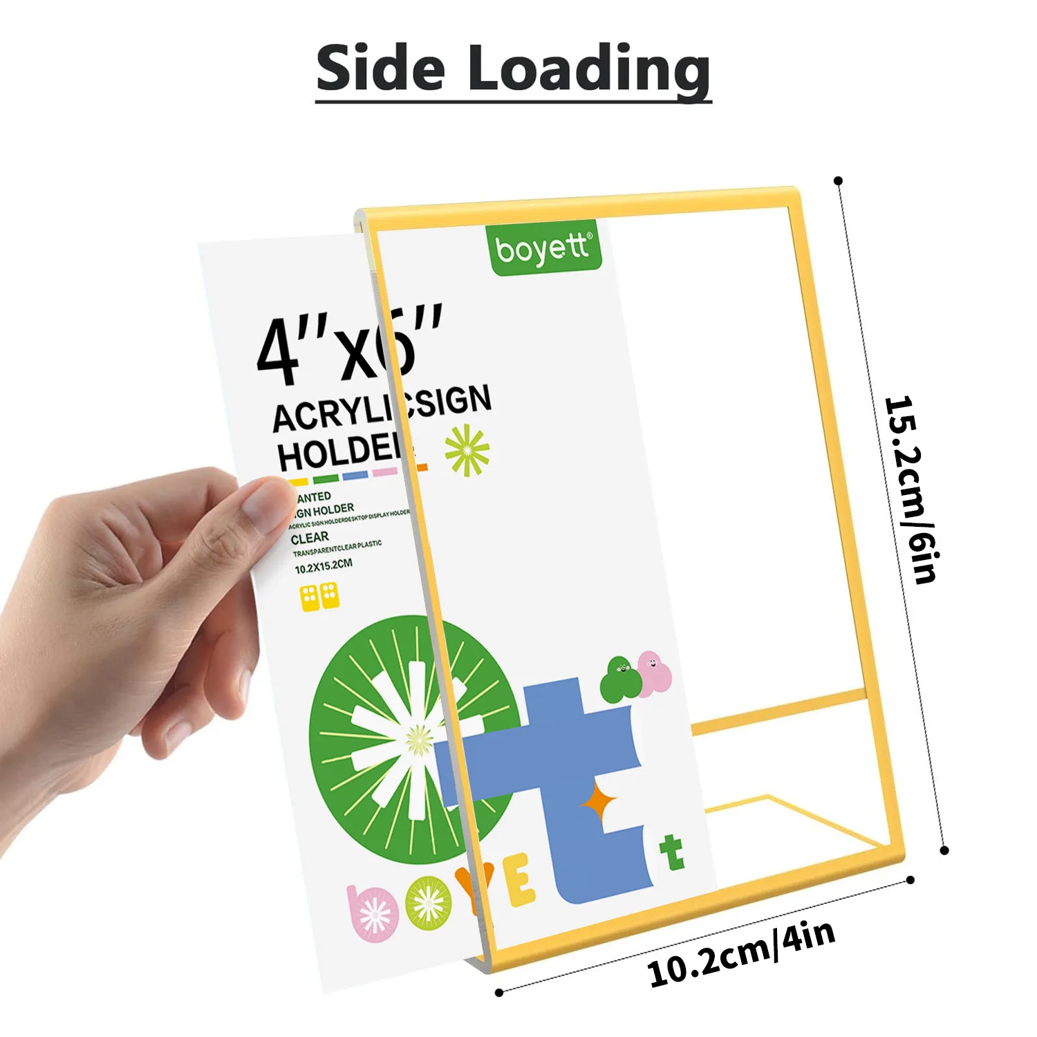 Gold Borders Acrylic Sign Holder Picture Frame Display Stand Clear Paper Holder Table Menu Stands for Wedding Office Restaurant
