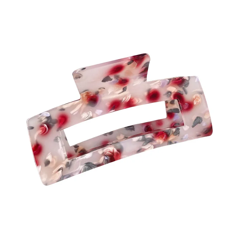 Korean New Simple 12CM Oversized Geometric Square Hollowed Hair Clip Temperament Fashion Acrylic Shark Clip Hair Accessories
