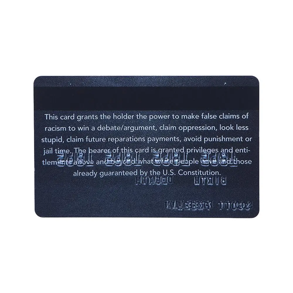 Wallet Size Black White Novelty Credit Card Official Race Card Privilege Trumps Everything custom cards gag cards message cards