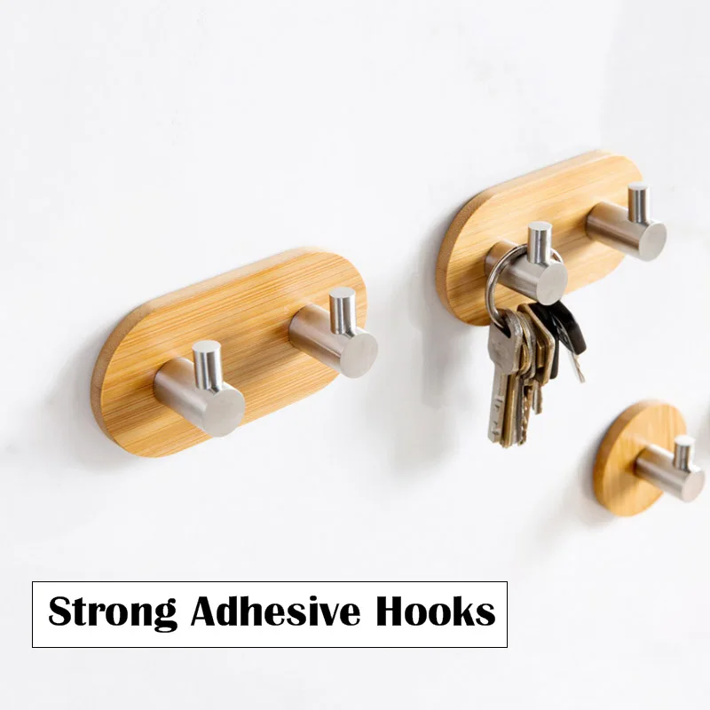 

2 PCS Waterproof Strong Adhesive Bathroom Shower Hooks Stainless Steel Wall Sticker Clothes Coat Hat Towel Hanger For Kitchen