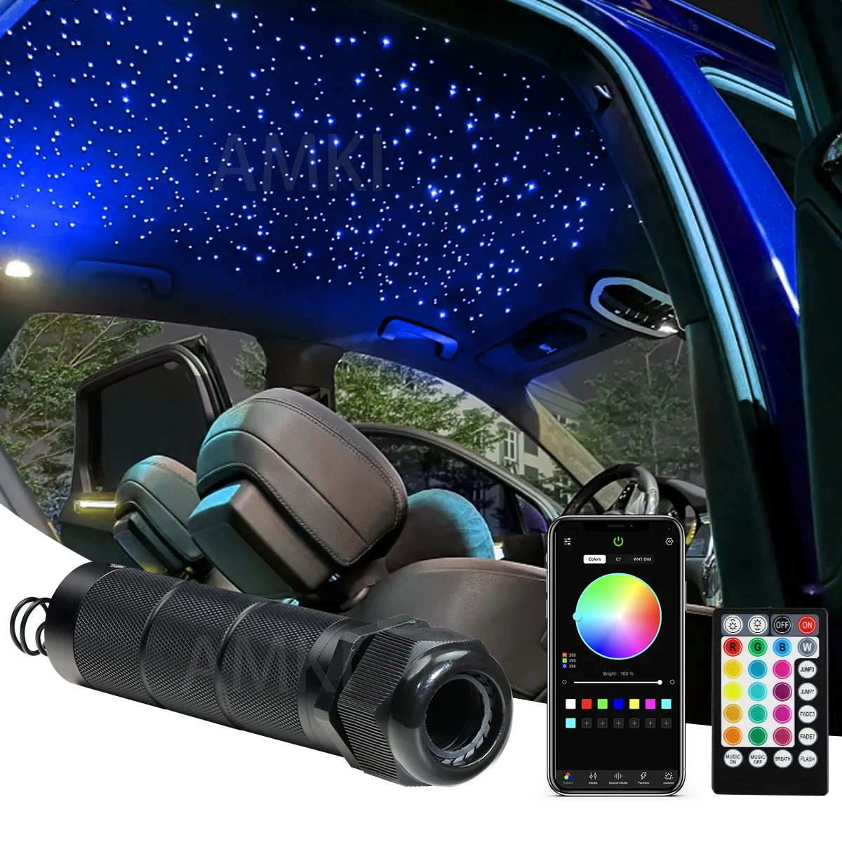 

DC12V 6W RGBW Car Roof Star Lights APP LED Fiber Optic Star Starry Sky Ceiling Optical Fiber DIY Starry Sky Auto Decorative Lamp