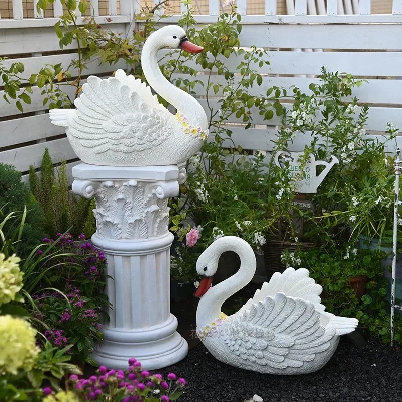Swan Flower Pot Simulation Animal Resin Crafts Courtyard Balcony Garden Layout duck flower pot decoration outdoor decoration 1Pc