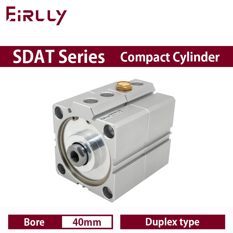 

SDAT40 series Duplex type Double acting pneumatic compact air cylinder 40 mm bore to 5 10 15 20 25 30 35 40 45 50 mm strok