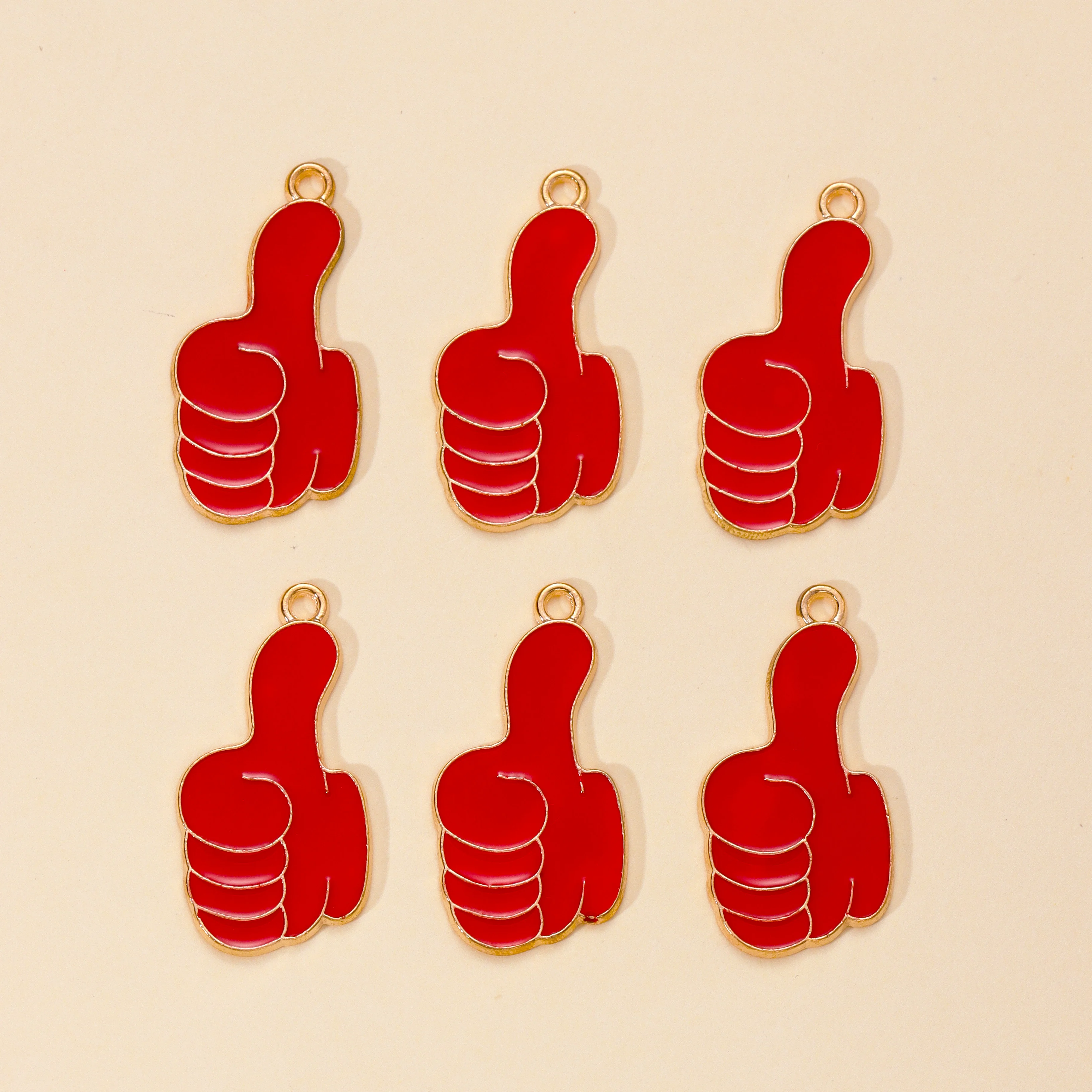 

20Pcs 15*30mm Red Enamel Thumb Charms for Handmade Jewelry Making Bracelet Necklace Keychain DIY Accessories Supplies Wholesale