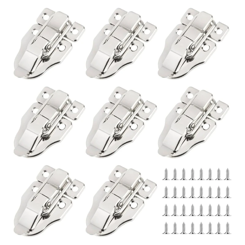 Description Picture 2 of item8 Pcs Vintage Box Toggle Latches Metal Duckbilled Hasp Latches with Screws