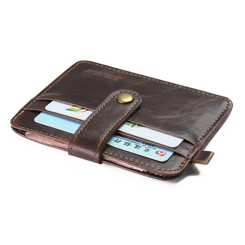 Vintage PU Leather Slim Men's Wallet with Compact Coin Pocket and Card Holder