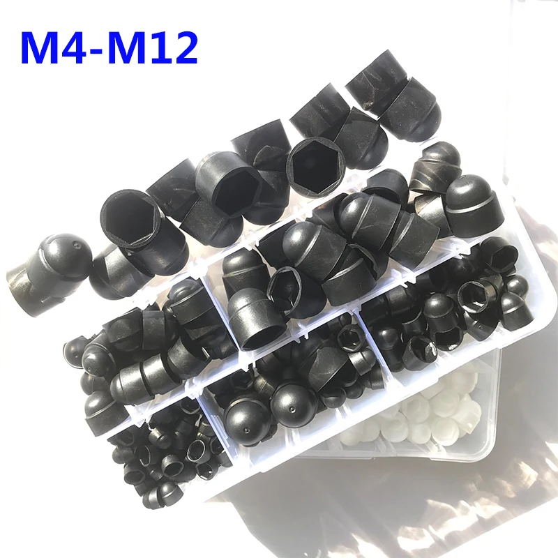 Plástico pe Hex Nut Cap Grupo sem Proteção de Rosca Dome Nut para Car Bolt Protect Preto e Branco 300 Pcs 197 Pcs