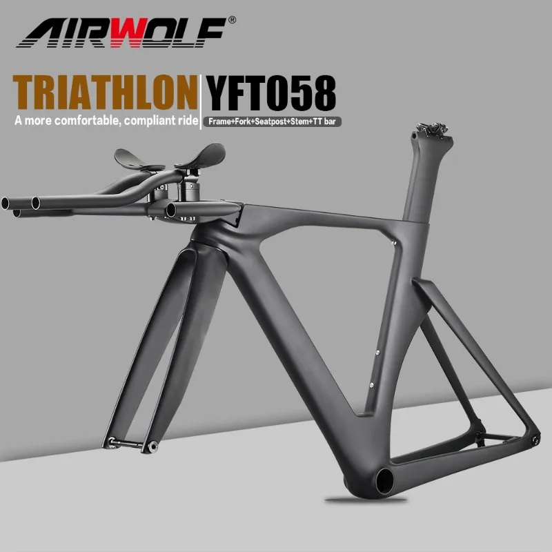 Carbon Tt Bike Frame Set Time Trial Road Bicycle Frame Freno A Disco Full Carbon Tt Bike Frame Manubrio Thru Axle Racing Cycling