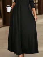 Women's Elegant Solid Maxi Dress Fashion Simple Long Skirt 2025 Spring Autumn Slim Long Sleeves Shirt Dresses With Pockets - Image 3