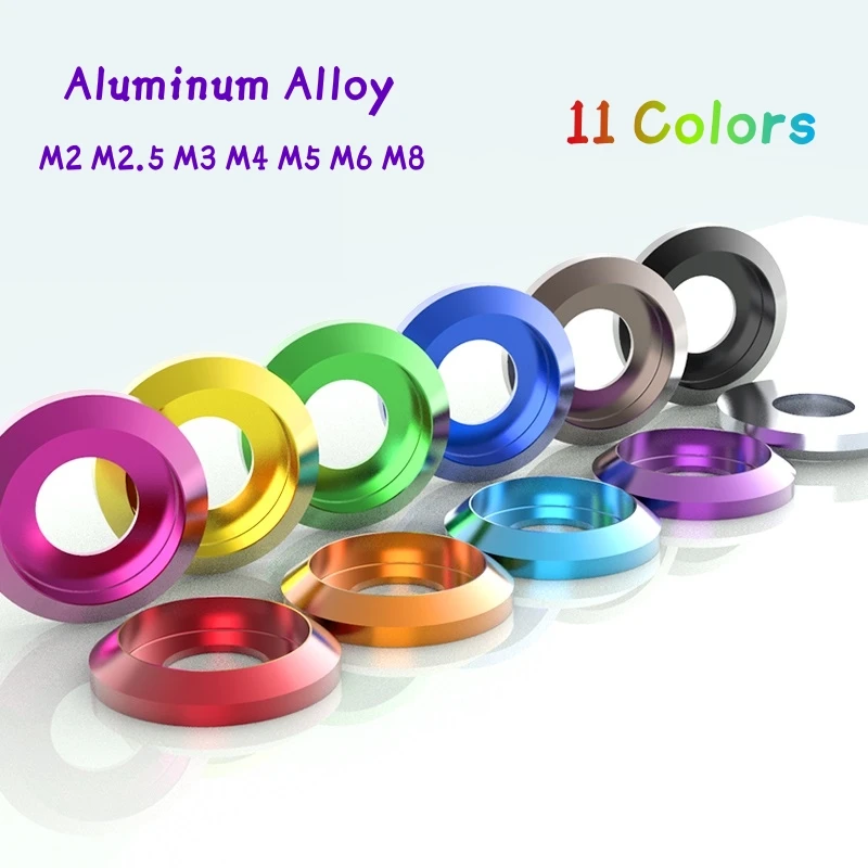 

2/5Pcs M2 M2.5 M3 M4 M5 M6M8 Multi-Color Anodizing Aluminum Alloy Thin Half Round Pan Head Washer Screw Al Metal Grooved Gaskets