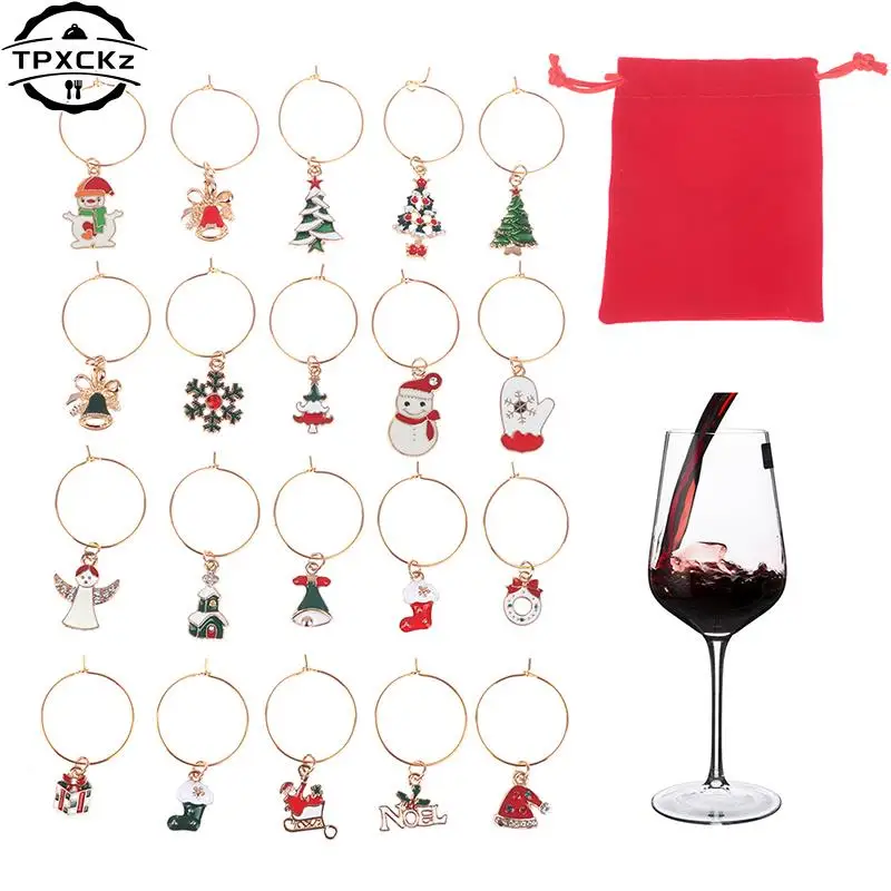 20pcs Christmas Wine Glass Charms Delicate Useful Durable Wine Cup Tags Cup Decorations Markers For House Party