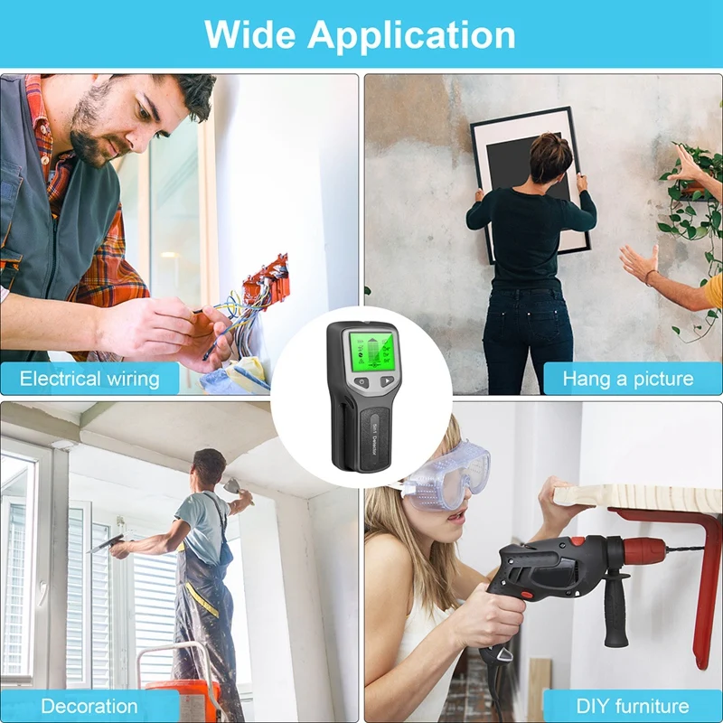 5-In-1 Studs Metal Detector Wall Scanner AC Wood Finder Cable Wires Depth Tracker Electric Box Finder Wall Detector Durable B