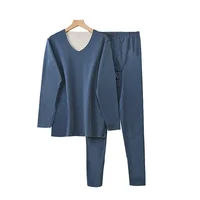 الرجال الصوف الشتاء طويلة الأكمام الحرارية الدافئة سترة سميكة ملابس اخلية حرارية لينة صوف مبطن طويل جونز مجموعة الملابس الحرارية 6