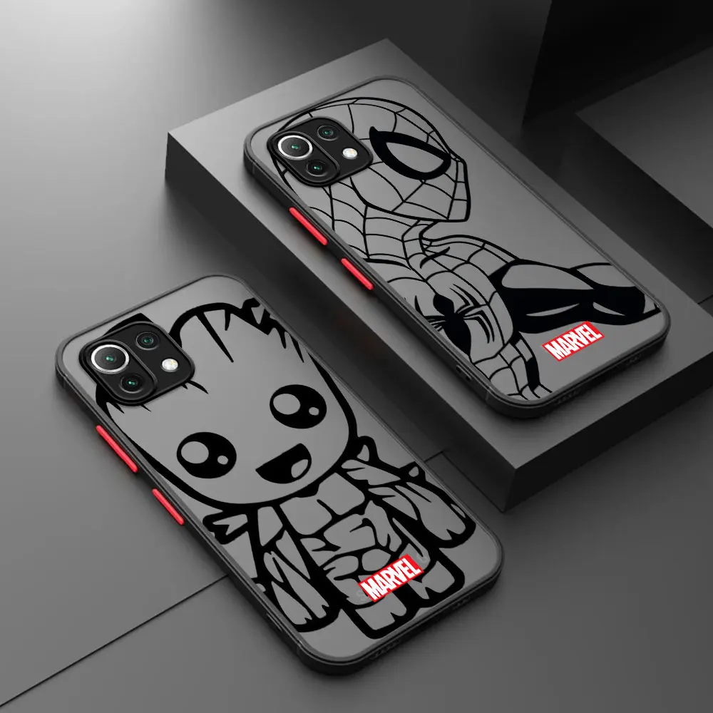 Матовый чехол для Xiaomi Poco X3 NFC 11 Lite 11T X4 12 M5 13 Pro 9T C40 10T C50 12T, чехол для телефона Marvel Groot Spider Iron Man Studio