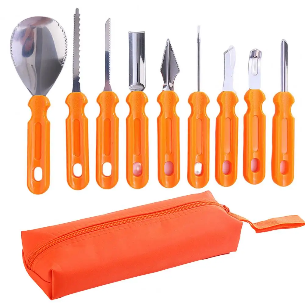 

9Pcs Halloween Pumpkin Carving Kit Stainless Steel Pumpkin Carving Knife Tool Set with Storage Bag Pumpkin Carving Tools Set