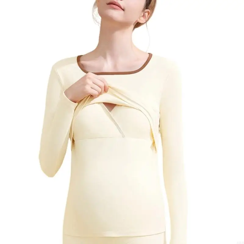 Stillpyjama aus Polyester für Schwangerschaftskomfort, lockere Passform, warme Nachtwäsche, stillfreundlich während der Geschenk – Detail 4
