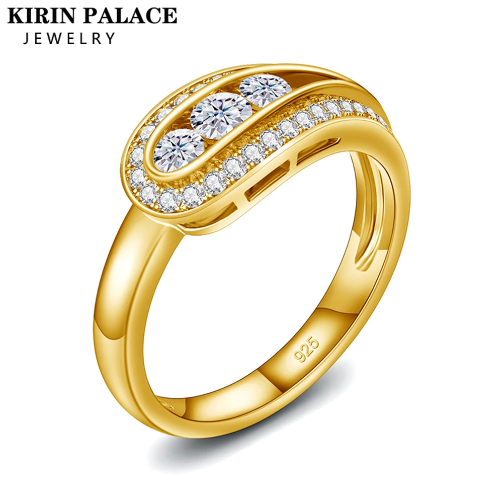 

3mm 2.5mm D Color Moissanite Engagement Rings for Women 925 Sterling Silver 3 Stone Wedding Band for Bride Platinum Plated