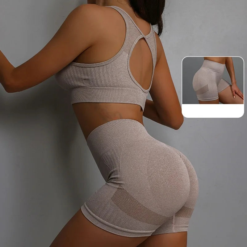 2 pièces costume de Yoga sous-vêtements de sport de Yoga costume de Fitness pour femmes gilet de course sport ensemble de Shorts de Yoga ensemble de Yoga ensemble d'entraînement