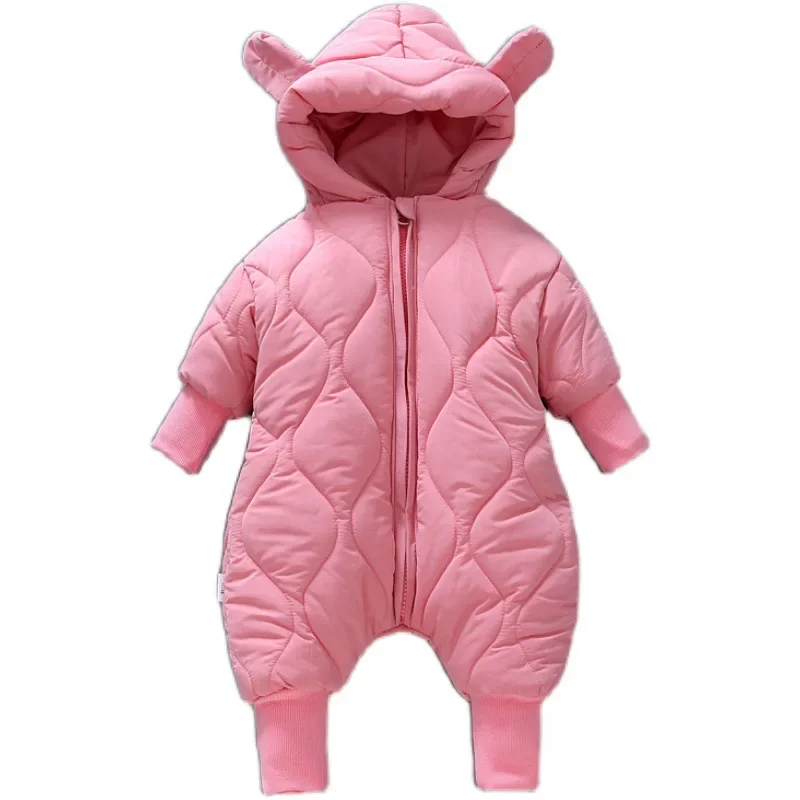 Infant Baby Jumpsuit Cotton-Padded Clothes Boys Girls Winter Padded Cotton Out Romper Children Fashion Hooded Pajamas