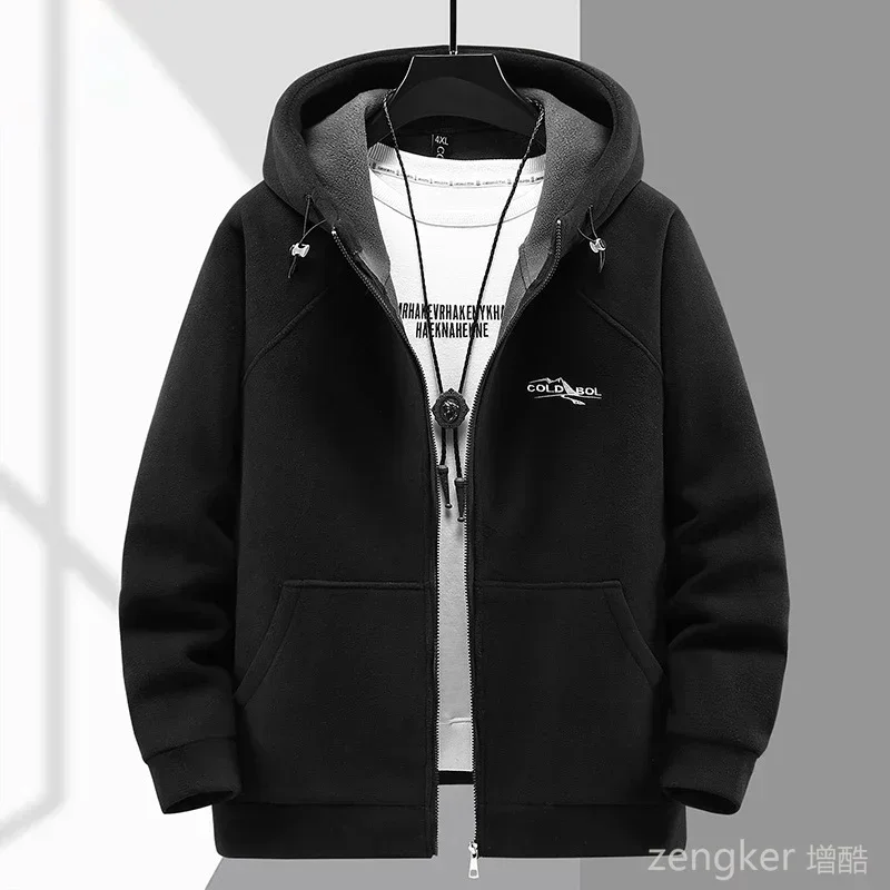 Autumn Winter Thickened Fleece Coat for Men's Trendy Fatty Hooded Plus Size Warm Fleece jacket Fat guy 190kg 12xl 11XL 10XL 3