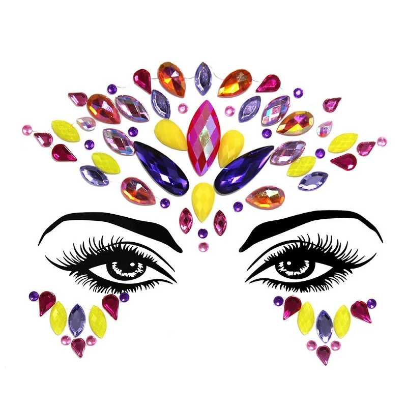 Rhinestone Face Jewels: Festival Glitter Crystal Stickers