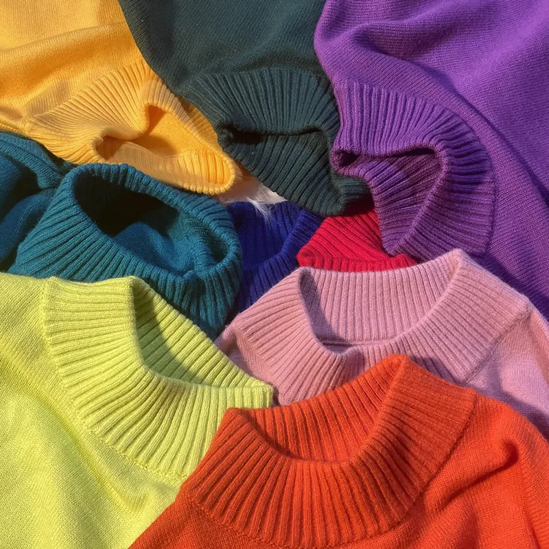 

Autumn Winter Mock Neck Pullover Men and Women Solid Color Couple Knitwear Full Sleeve Warm Knitted Sweater Oversized Pull Homme