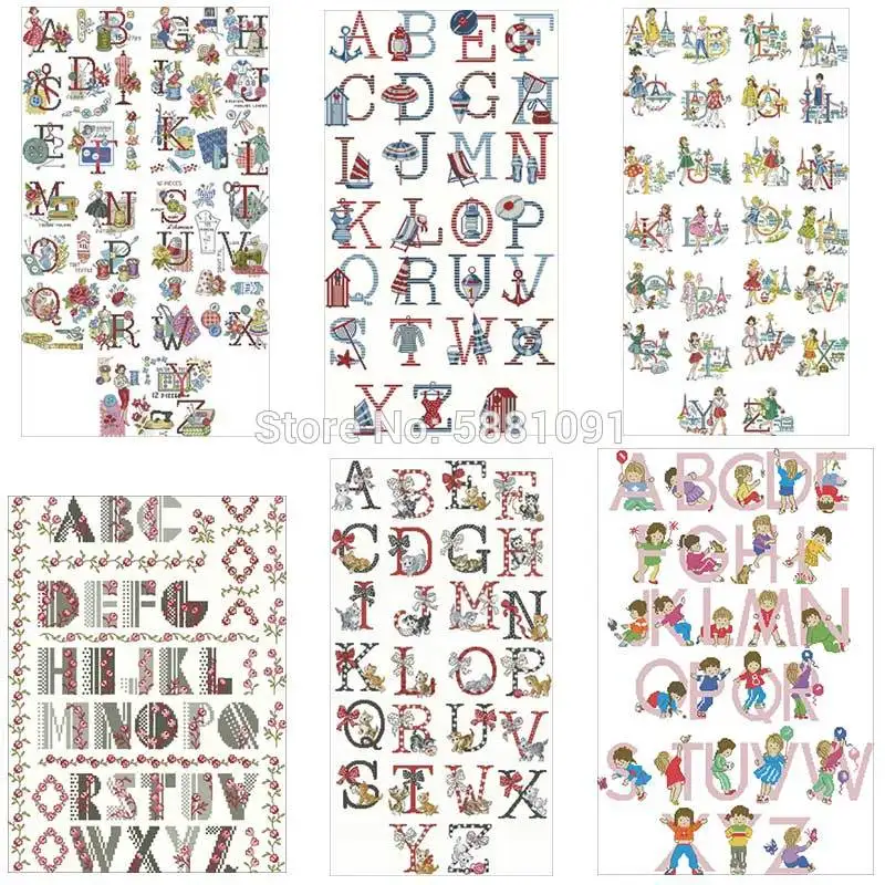 Letters ABC patterns Counted Cross Stitch 11CT 14CT 18CT DIY wholesale Chinese Kits Embroidery Needlework Sets | Дом и сад