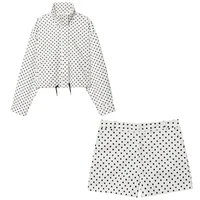 HXAO Polka Dot Short Sets Women's Two Pieces Set Women's Long Sleeve Top Jacket 2 Pieces Set For Woman High Waist Short Outfits - Image 2