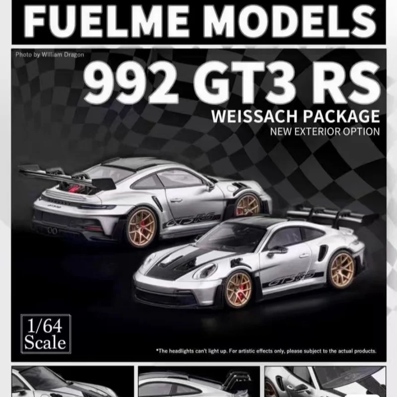 Fuelme 1:64 992 GT3 RS GT Silver Green wheel resin miniature model
