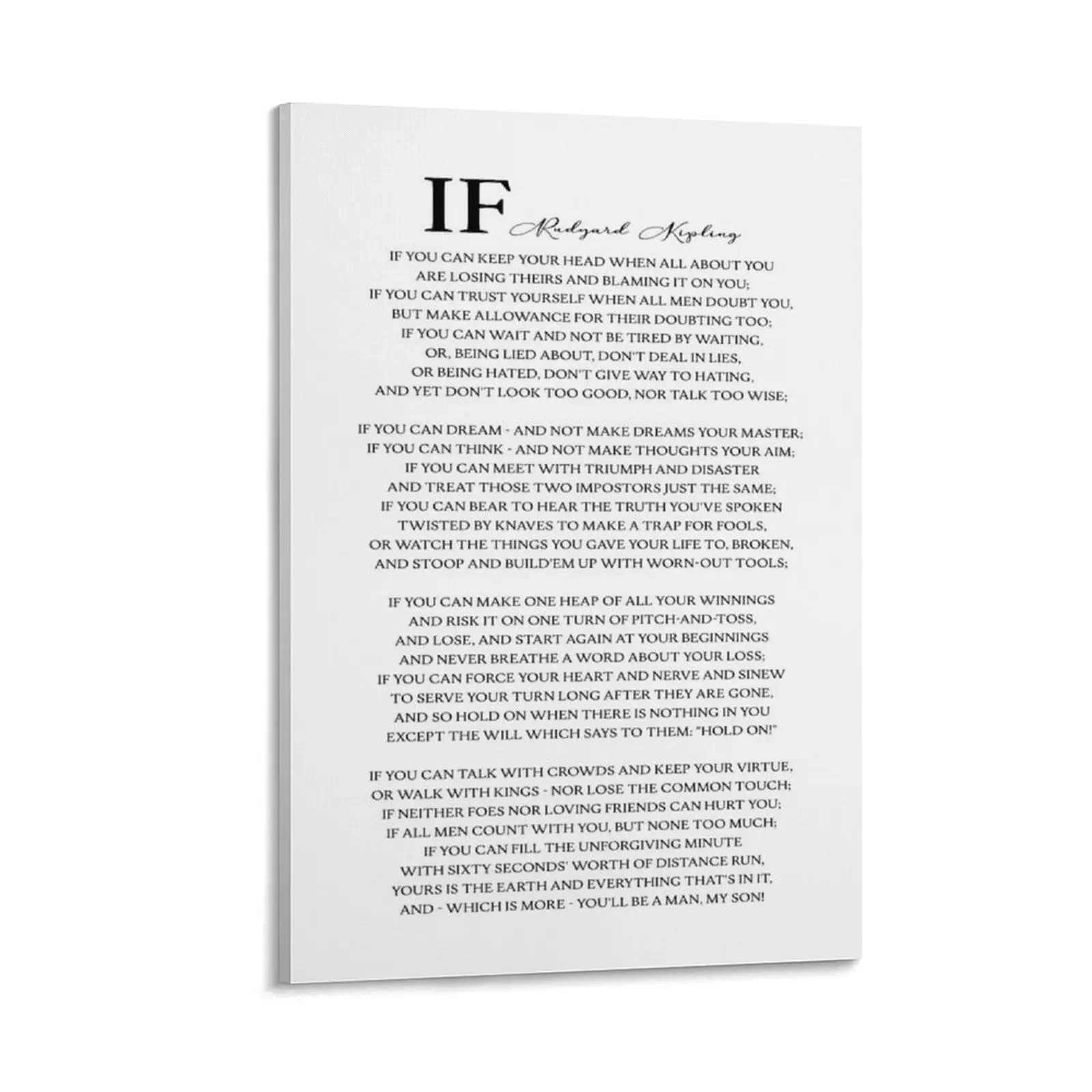 If Poem By Rudyard Kipling Canvas Painting Wall Decor Wall Frame Per Soggiorno