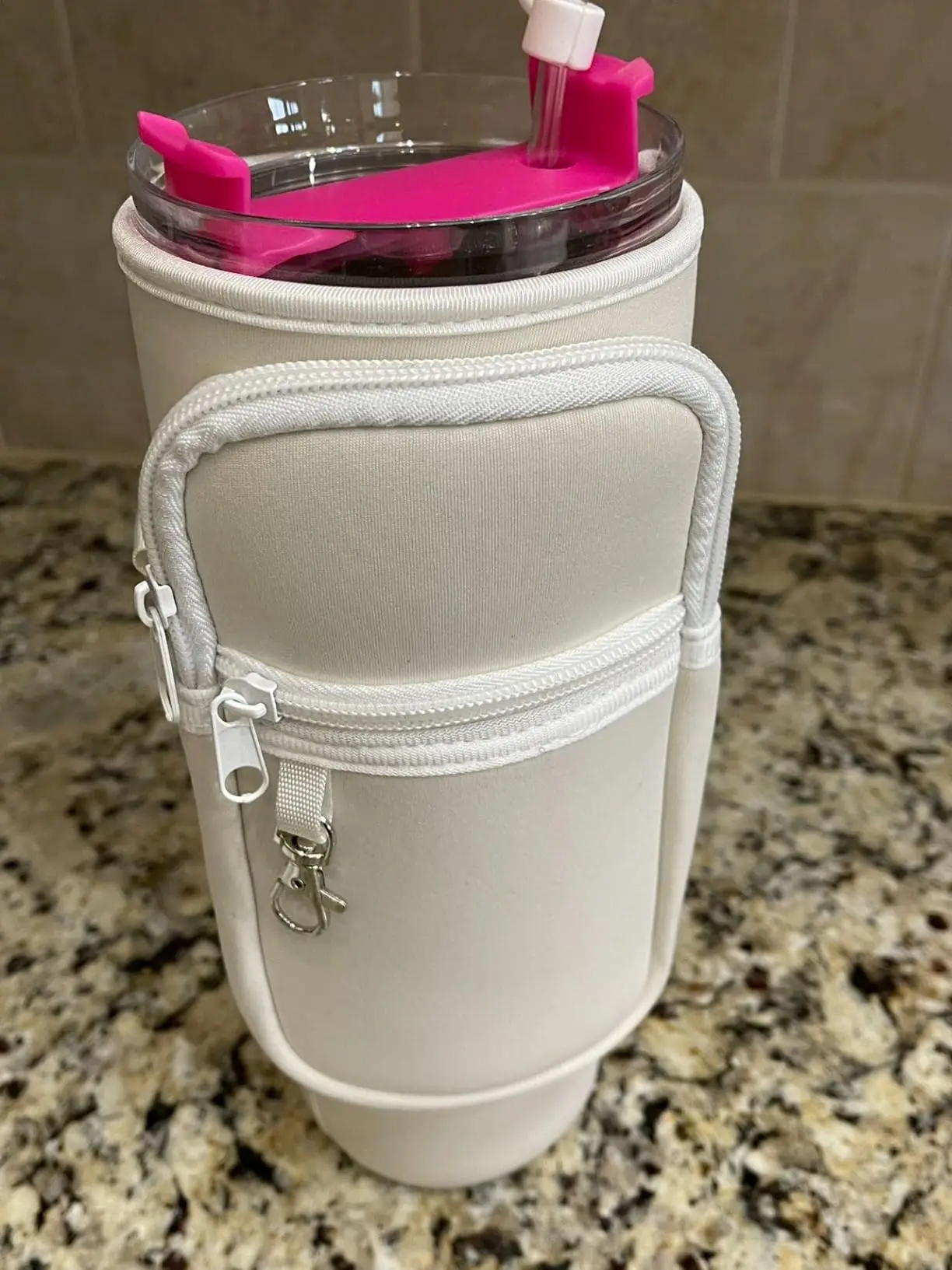 Neoprene Cross-Body Water Bottle Bag with Phone Holder and Adjustable Shoulder Strap