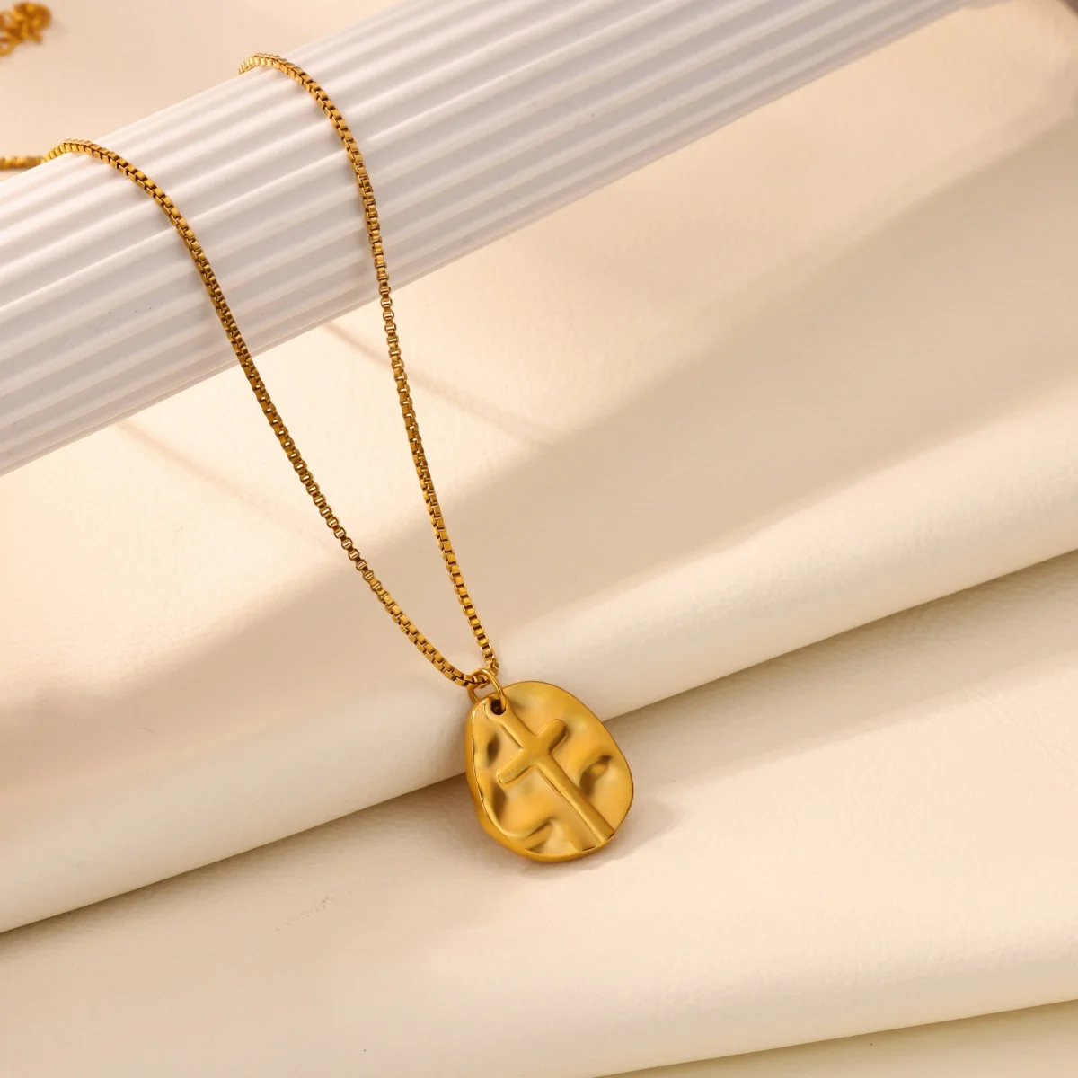 Stainless Steel Geometric Cross Pendant Necklaces