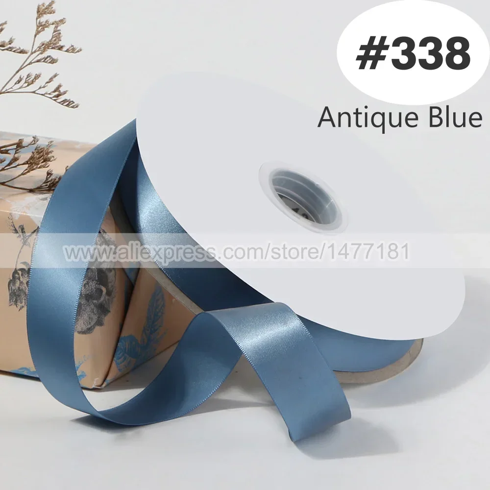 Blue Double Face Satin Ribbon – High-Density Polyester Fabric, Multiple Widths Available, 100 Yards