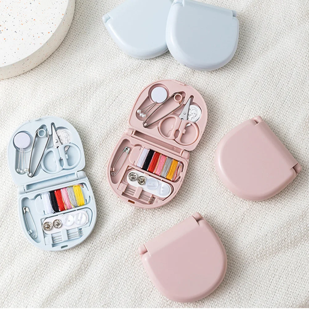 휴대용 여행 홈 작은 바느질 상자, 미니 키트 보관 상자, 초보자 DIY 실 바늘 실 가위 키트 상자