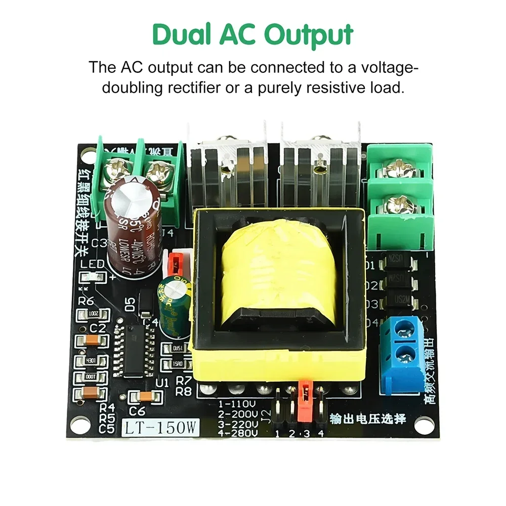 Convertitore Boost Inverter 150W da DC 12V a AC 110V 200V 220V 280V, Modulo di Alimentazione Step-Up ad Alta Frequenza - immagine 5