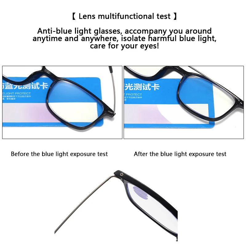 2022 New Metal Leg Ultra Thin Anti Blue Square Frame Reading Glasses Eyeglasses Computer Optical For Men And Women