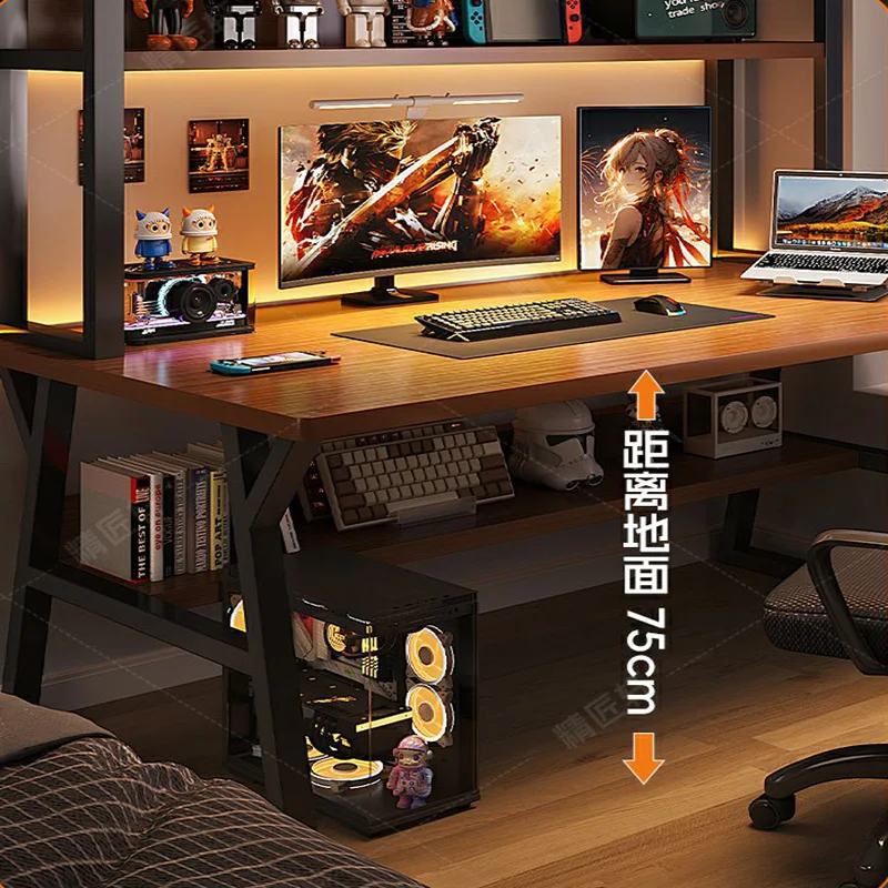 Monitor Shelf Length Values Gaming Setup Height Adjustable Computer Desk Standing Square Table Small Office Gamer Ufficio White