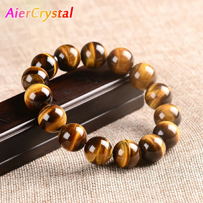 Fashion Tiger Eye Bracelet Men and Women Charm Natural Stone Jewelry Healing Buddha Elastic Rope Couple Crystal Bead