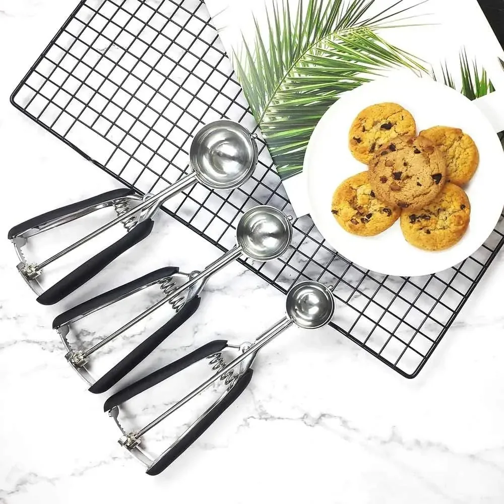 Stainless Steel Ice Cream Scoop Small Medium Large for Melon Ball Dough Baking Multipurpose Cookie