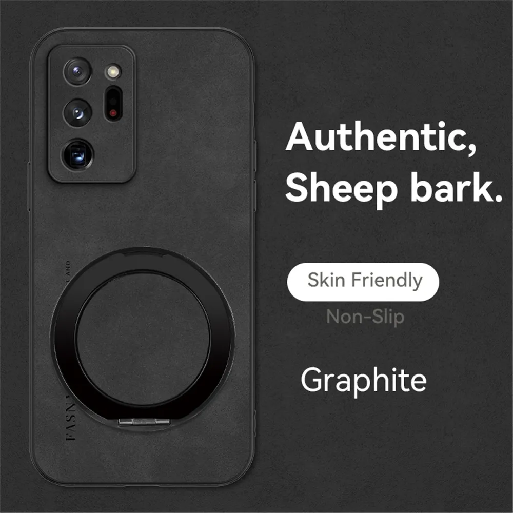 Luxury Sheepskin Leather Magnetic Phone Case with Stand and Shockproof Back Cover