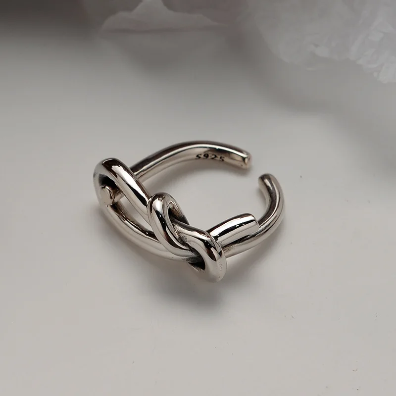 

Simple Sterling Silver Knot Open Ring, Free Shipping