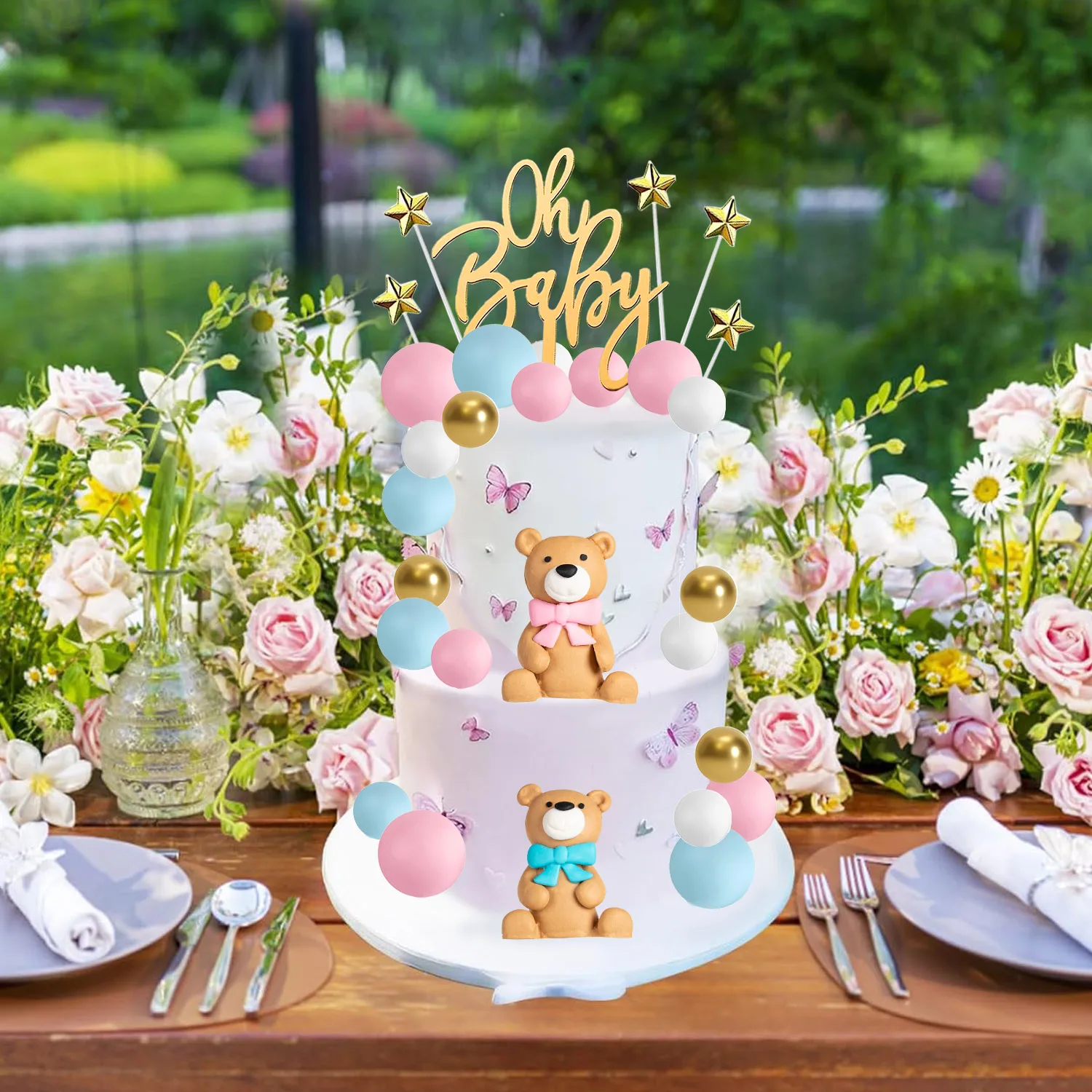 Gender Reveal Cake Toppers – Bear & Balls Decorations For Baby Shower, Birthday Parties - View #13