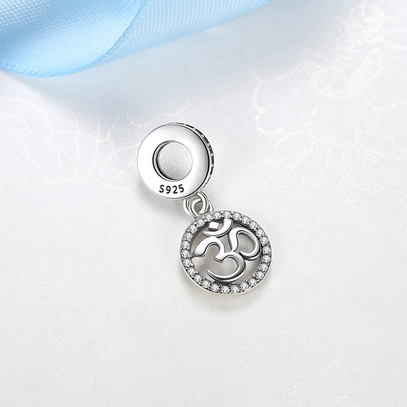 Original 925 Sterling Silver Charms Om Symbol Pendant Beads Pave CZ Fit Brand Bracelets Necklaces Women DIY Jewelry charm jewelry sterling silver jewelry beads charms sterling silver beads silver charm bead charm bead beads jewelry sterling silver beads charm bead jewelry making