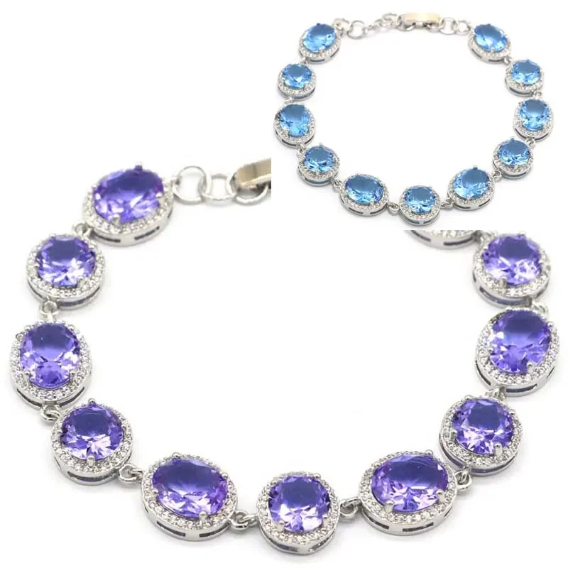 16g 925 SOLID STERLING SILVER Customized BRACELET Fire Rainbow Violet Topaz Changing Alexandrite Topaz Zultanitel Ladies Party 6