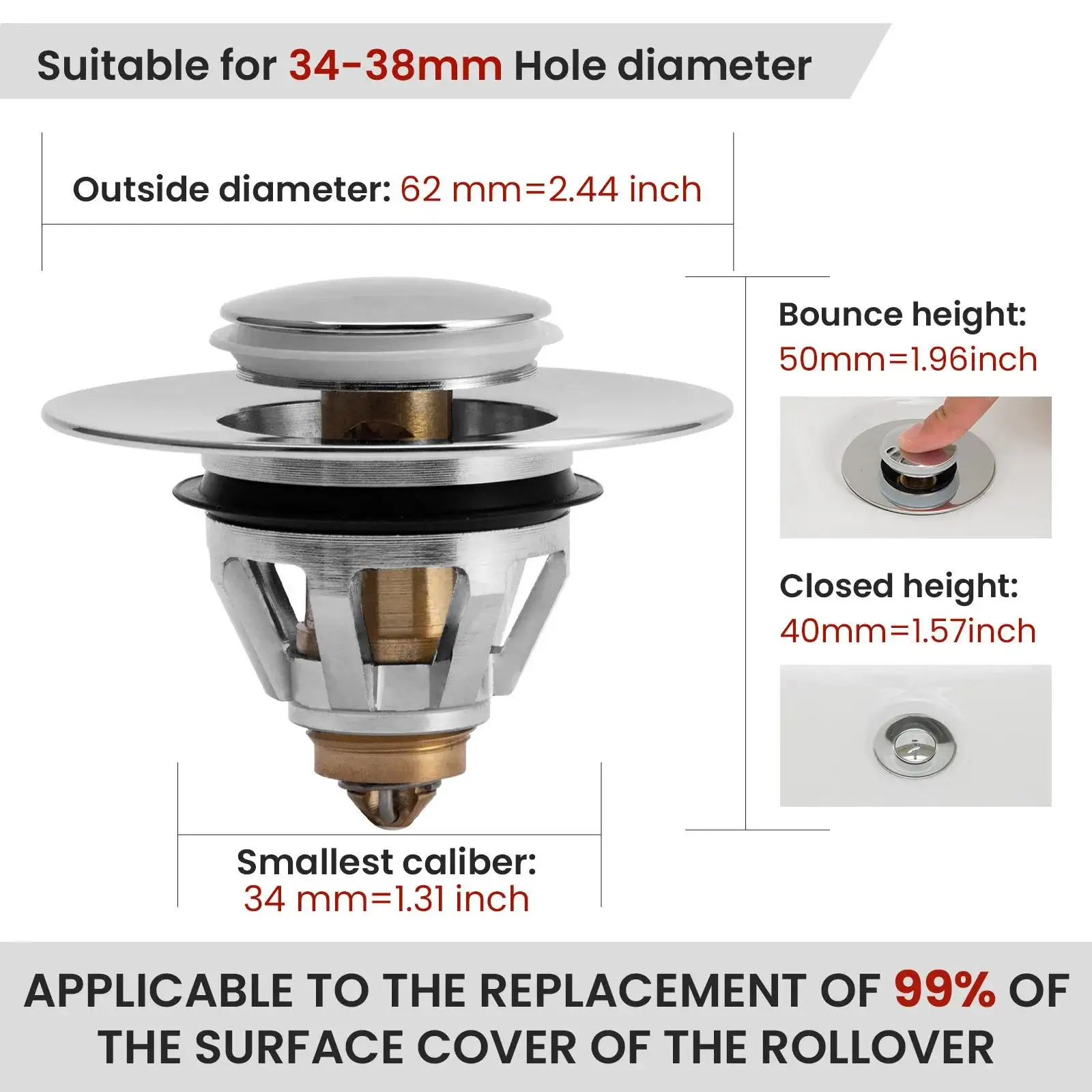 

Stainless Steel Universal Sink Filter Core Bounce Push-type Converter Bathroom Drain Pipe Fitting Dropshipping