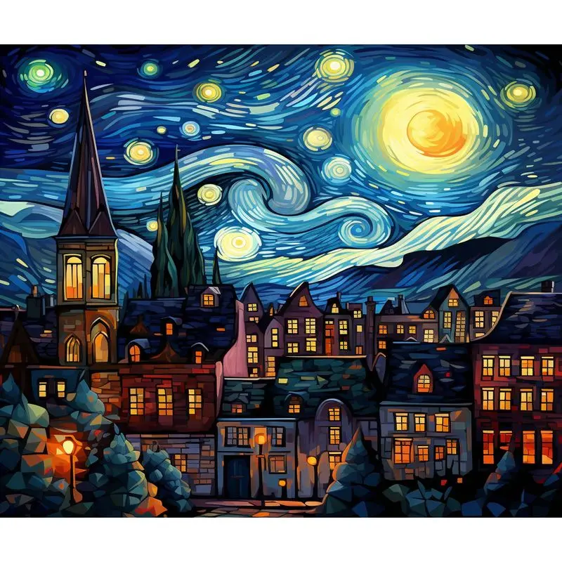 

GATYZTORY Painting By Numbers Abstract Starry Sky For Handiwork Paint Kit For Adults Wall Art Draw Nmuber On Canvas Gift Diy Cra