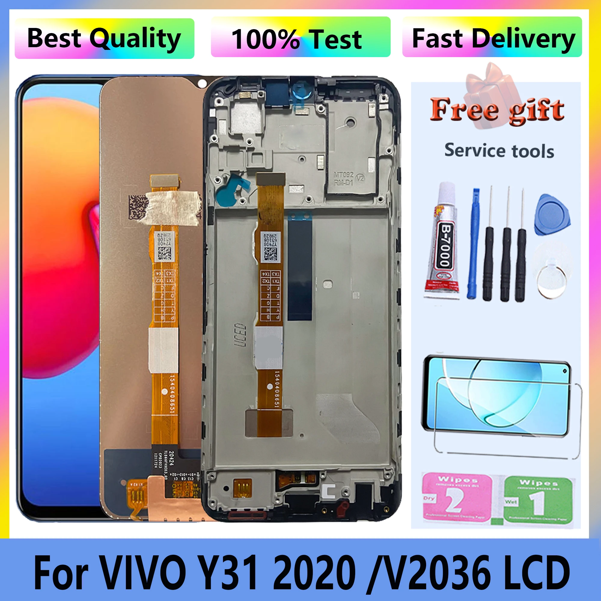 Оригинальный ЖК-дисплей для VIVO Y31 2020 V2036, дисплей с рамкой, детали для замены телефона